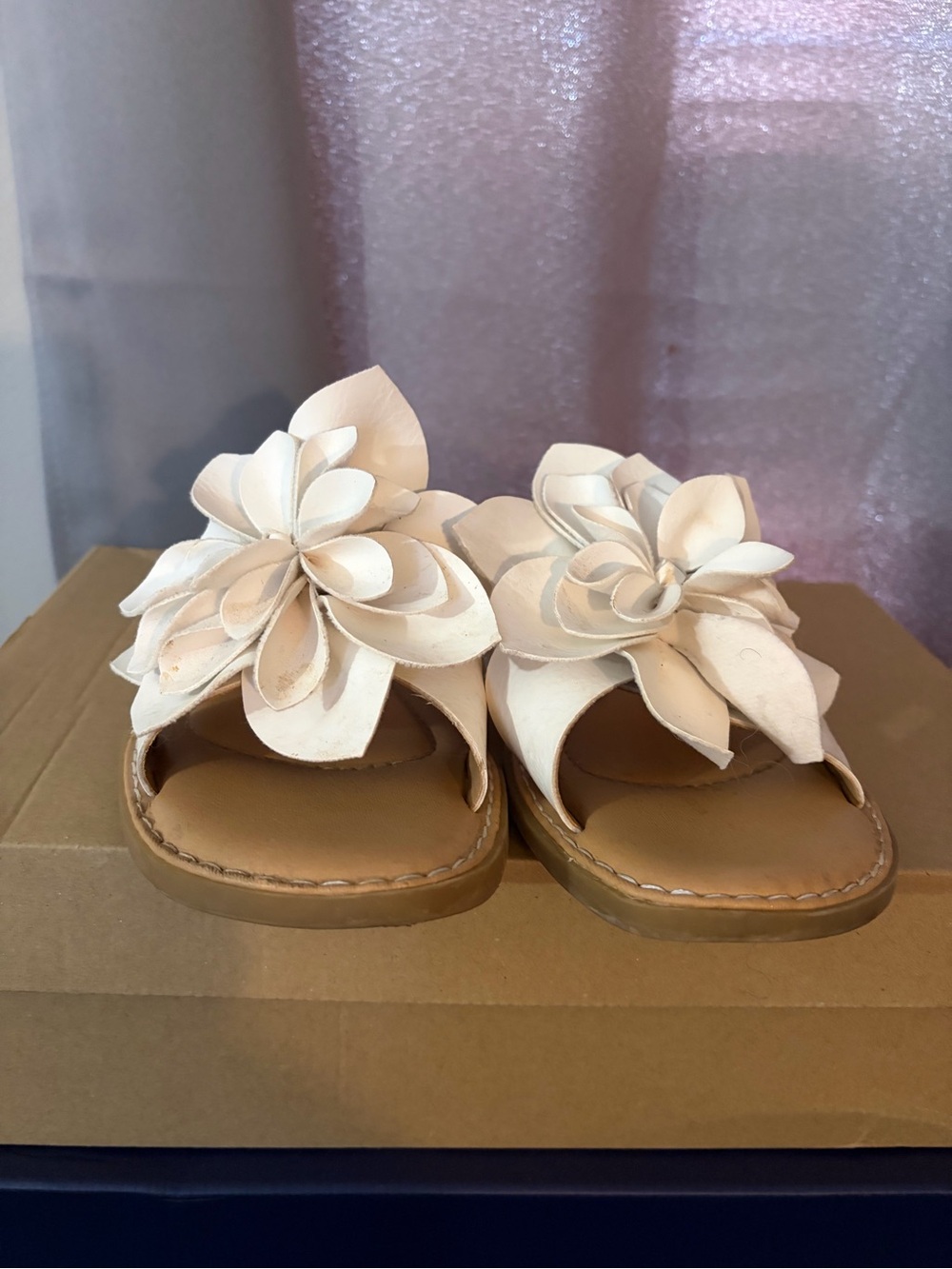 boc Cream Floral Slip-On Sandals